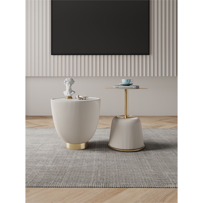 Anderson End Table 1.0 and End Table 2.0 in Cream - Set of 2