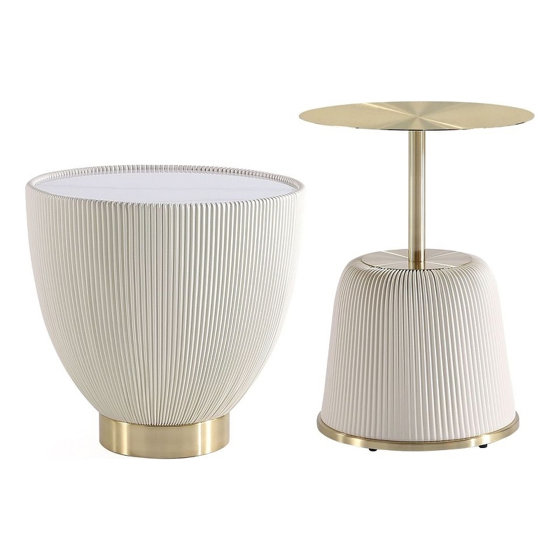 Anderson End Table 1.0 and End Table 2.0 in Cream - Set of 2