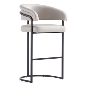Manhattan Comfort Augusta Barstool with Metal Base in Light Gray