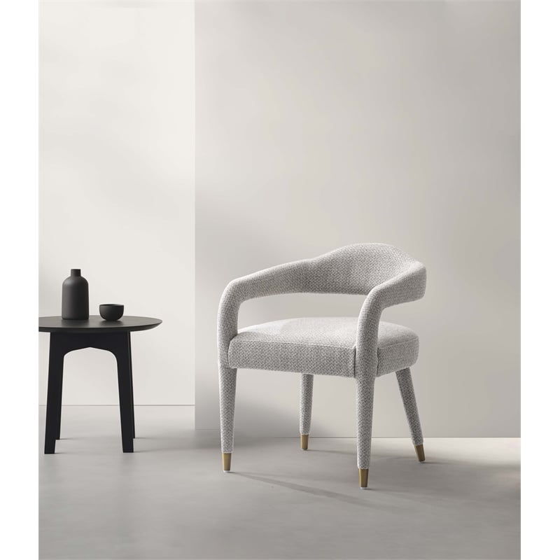 Manhattan Comfort Aspen Dining Armchair with Solid Wood Frame in Silver Lining