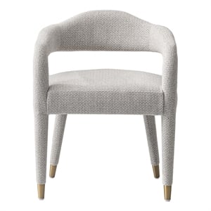 Manhattan Comfort Aspen Dining Armchair with Solid Wood Frame in Silver Lining