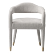 Manhattan Comfort Aspen Dining Armchair with Solid Wood Frame in Silver Lining