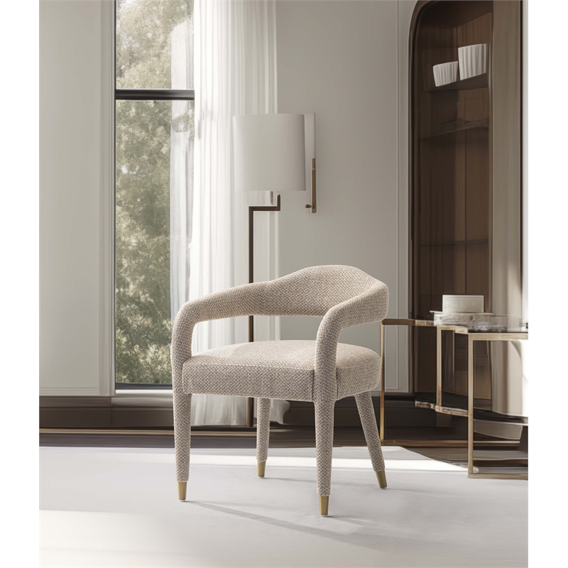 Manhattan Comfort Aspen Dining Armchair with Solid Wood Frame in Gold Dust