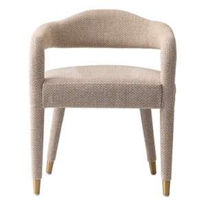 Manhattan Comfort Aspen Dining Armchair with Solid Wood Frame in Gold Dust