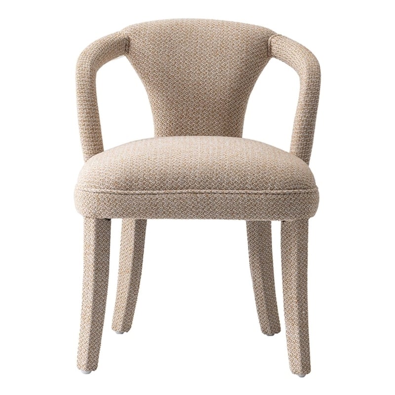 Manhattan Comfort Palmer Dining Armchair with Solid Wood Frame in Gold Dust