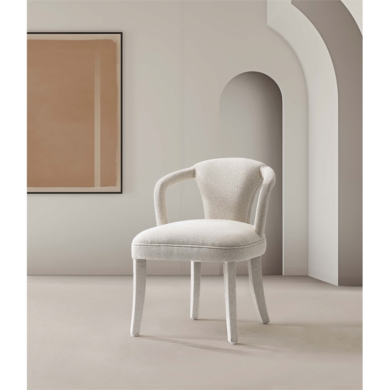 Manhattan Comfort Palmer Dining Armchair with Solid Wood in Ivory