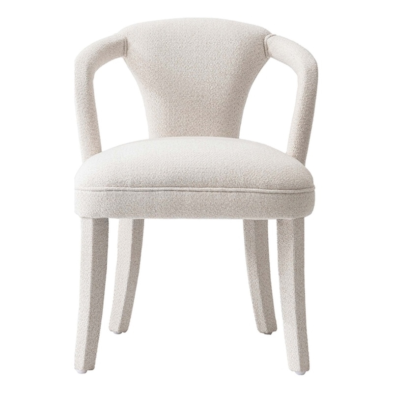 Manhattan Comfort Palmer Dining Armchair with Solid Wood in Ivory