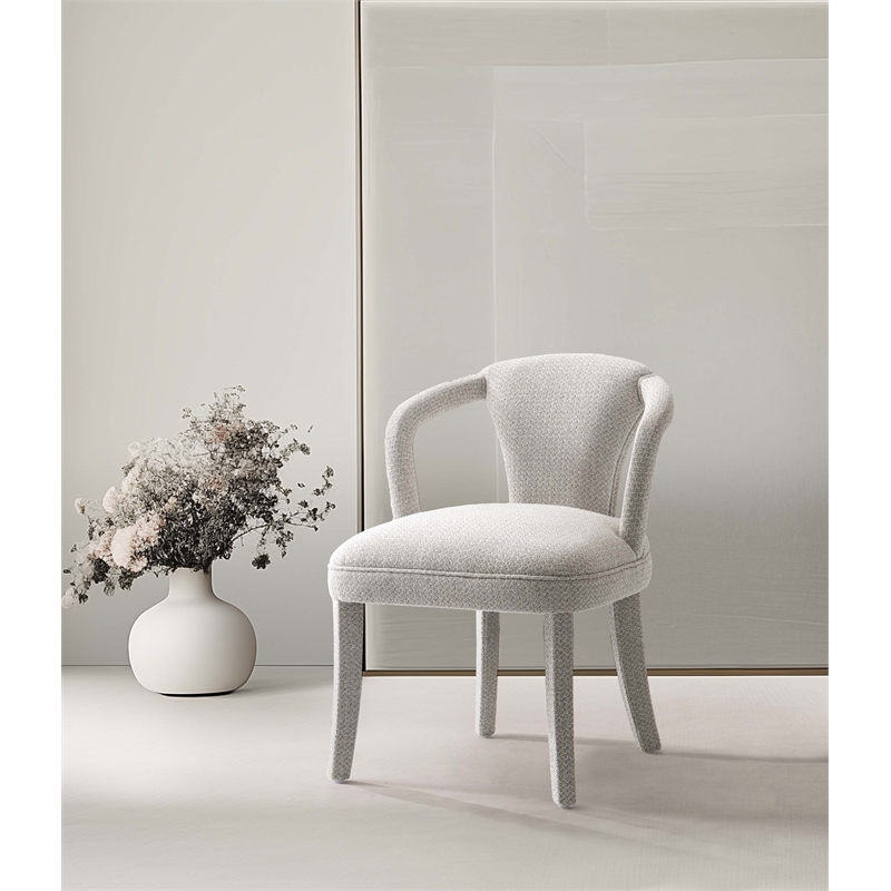 Manhattan Comfort Palmer Dining Armchair with Solid Wood Frame in Silver Lining