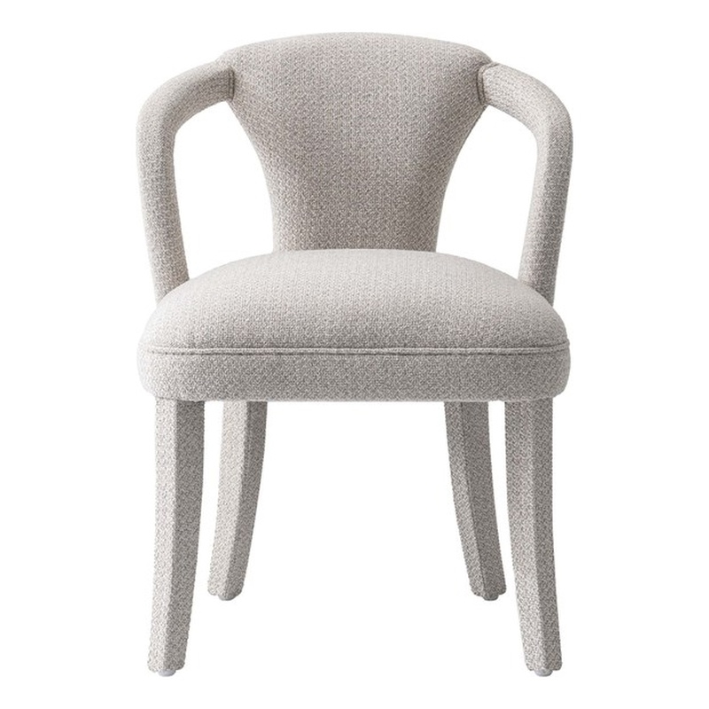 Manhattan Comfort Palmer Dining Armchair with Solid Wood Frame in Silver Lining