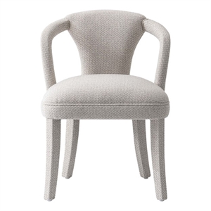 Manhattan Comfort Palmer Dining Armchair with Solid Wood Frame in Silver Lining