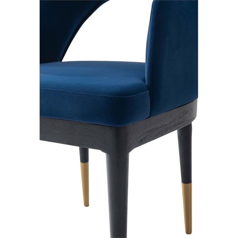 Manhattan Comfort Carrington Dining Armchair with Solid Wood Frame in Blue