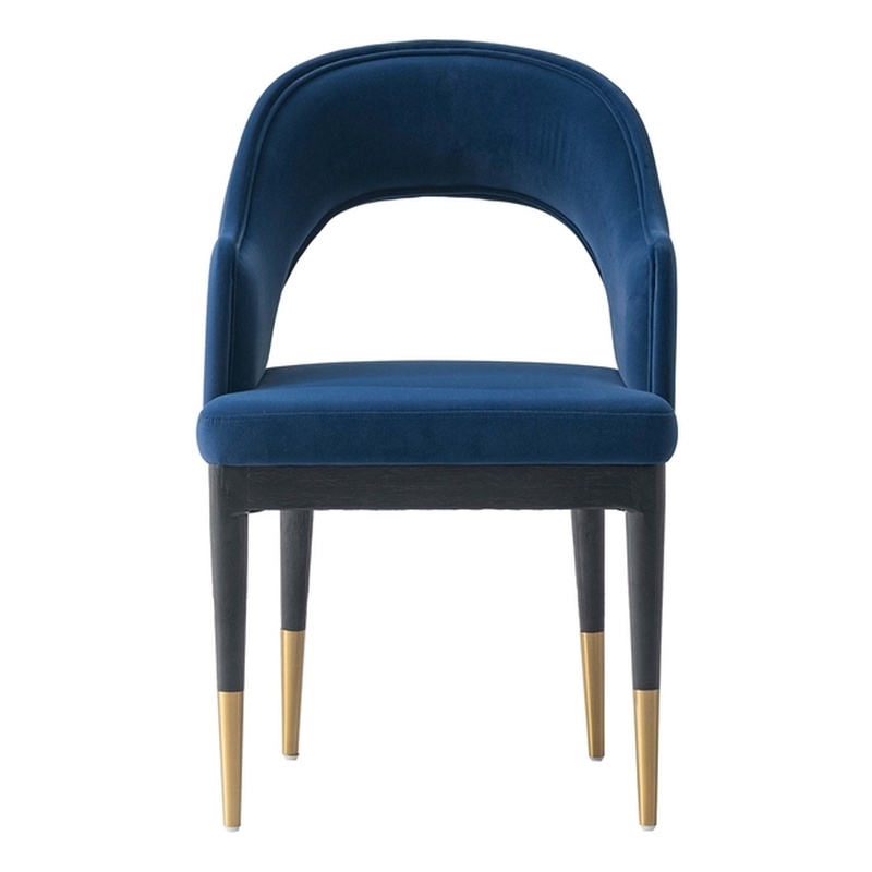 Manhattan Comfort Carrington Dining Armchair with Solid Wood Frame in Blue