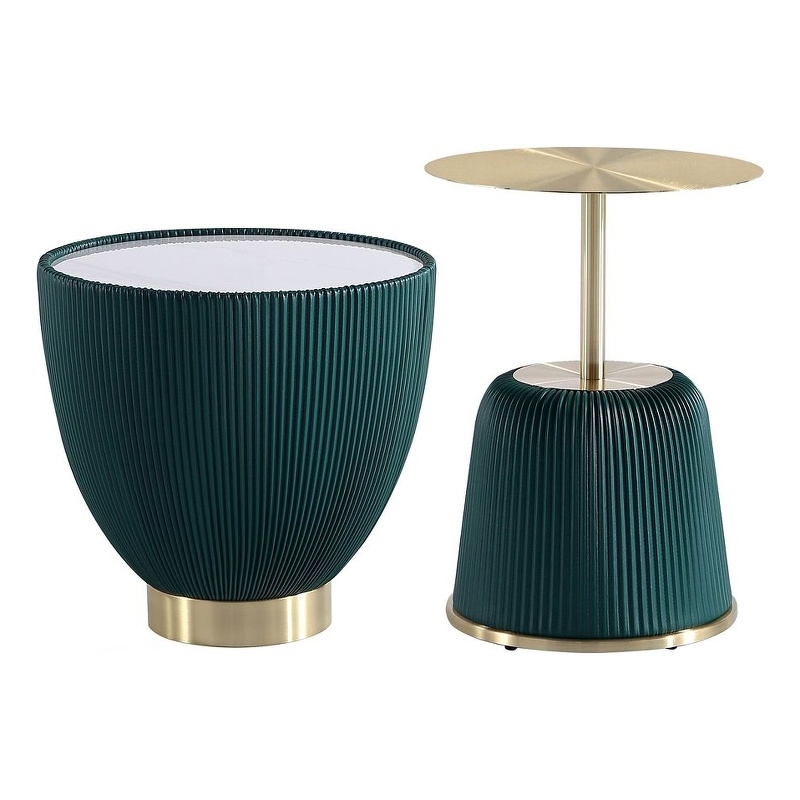 Anderson End Table 1.0 & End Table 2.0 with Steel Frame in Green - Set of 2