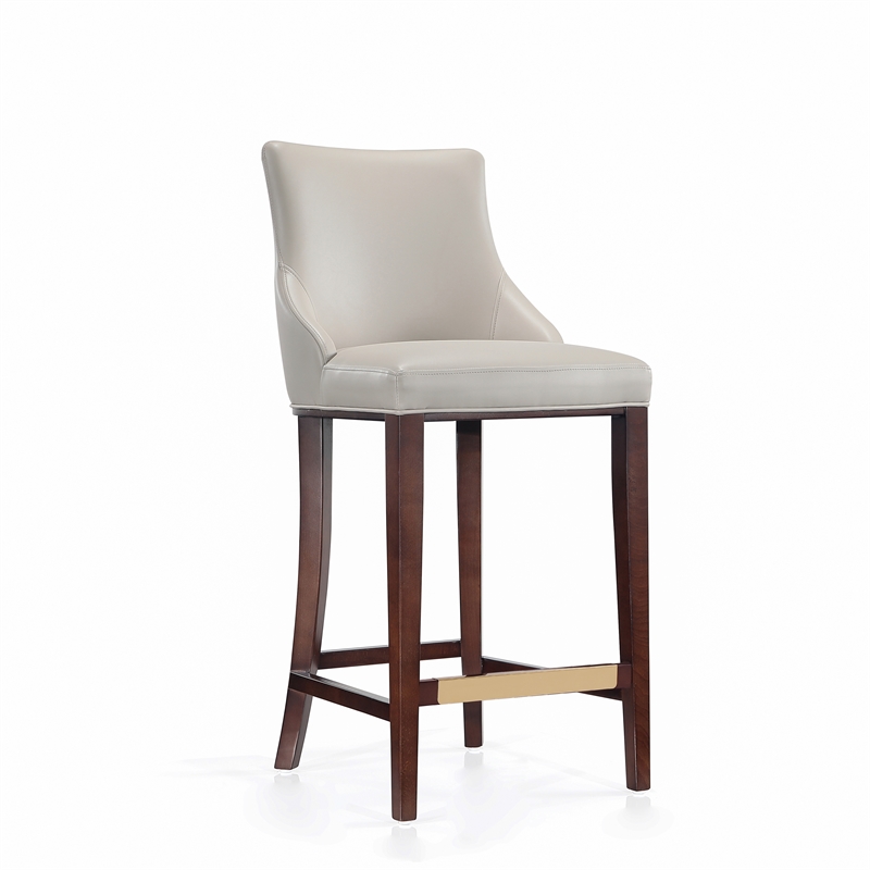 Manhattan Comfort Shubert Barstool with Solid Wood Frame in Light Gray