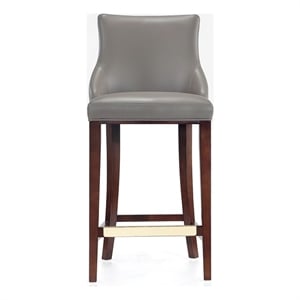Manhattan Comfort Shubert Barstool with Solid Wood Frame in Dark Taupe