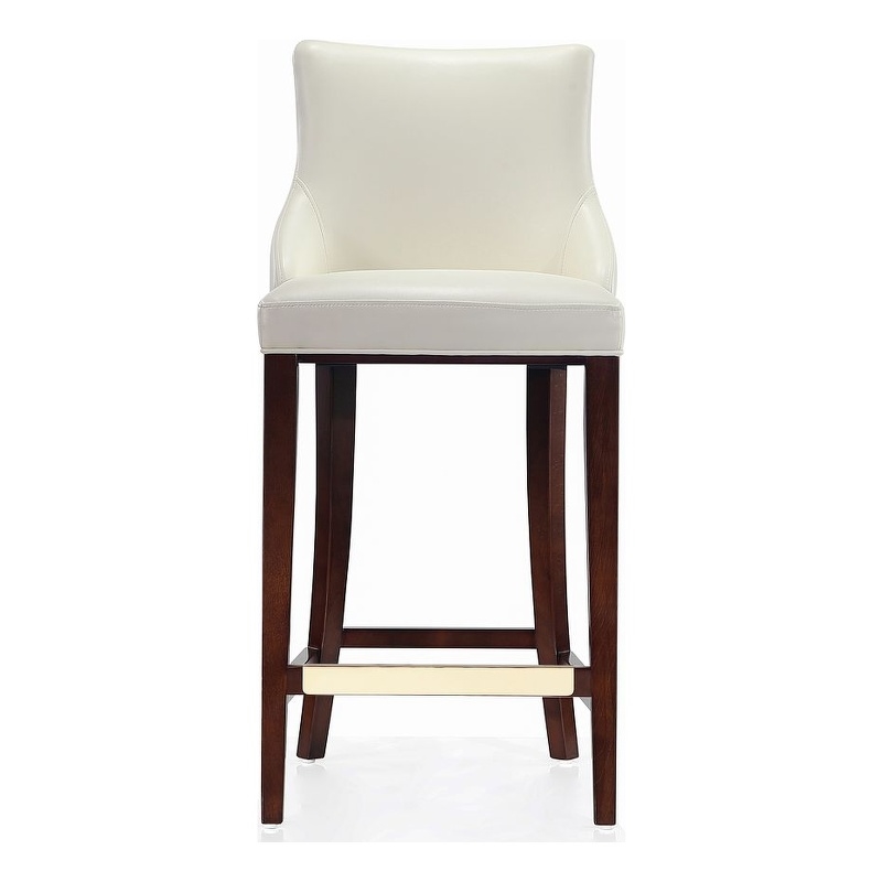 Manhattan Comfort Shubert Barstool with Solid Wood Frame in Ivory