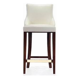 Manhattan Comfort Shubert Barstool with Solid Wood Frame in Ivory