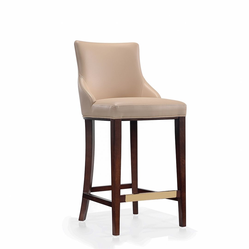 Manhattan Comfort Shubert Barstool with Solid Wood Frame in Tan