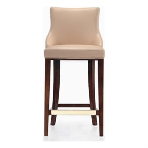 Manhattan Comfort Shubert Barstool with Solid Wood Frame in Tan