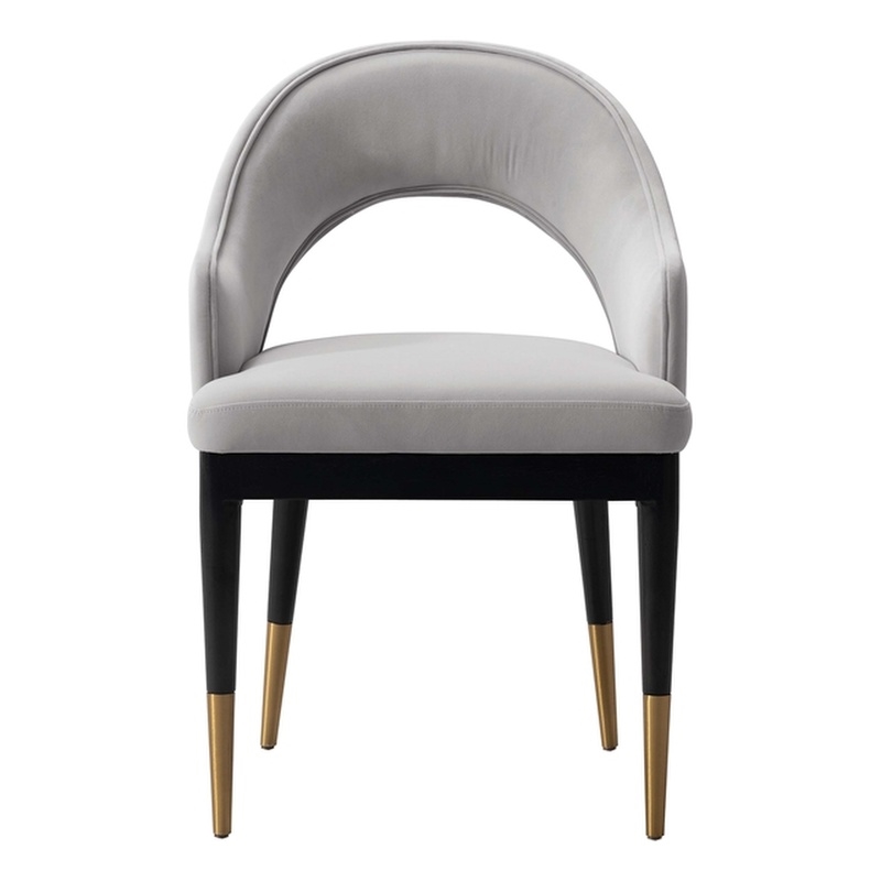 Manhattan Comfort Carrington Dining Armchair with Solid Wood Frame in Light Gray