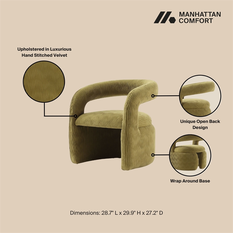 Manhattan Comfort Corvette Dining Chair with Solid Wood Frame in Olive Green