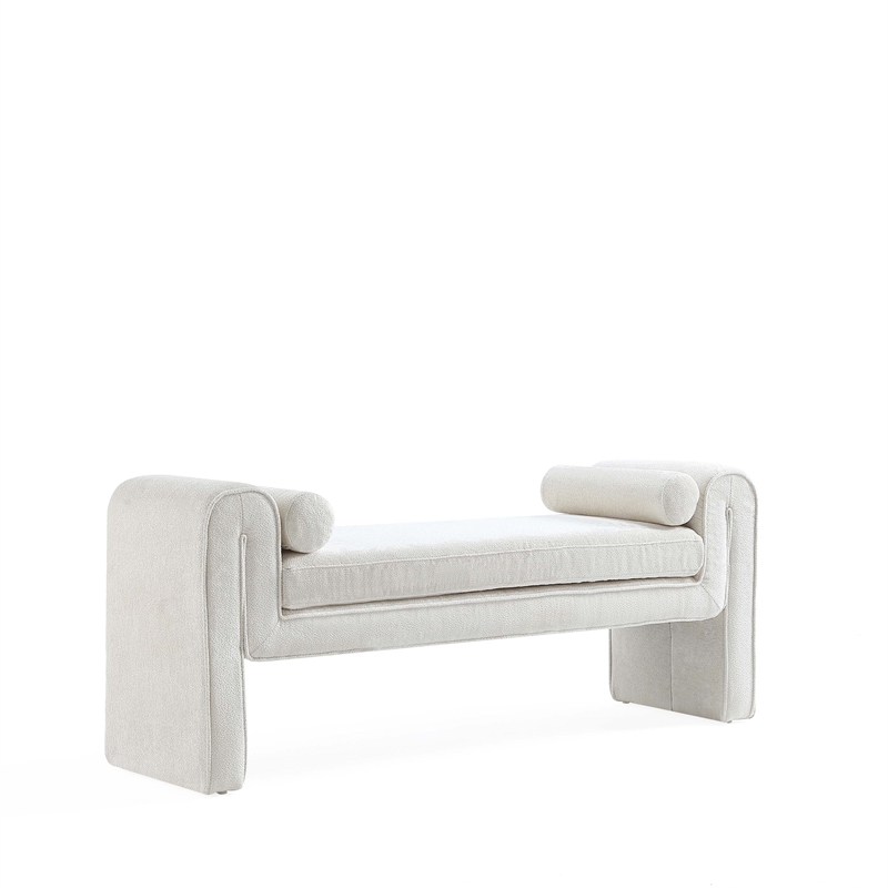 Manhattan Comfort Concord Bench with Solid Wood Frame in Ivory