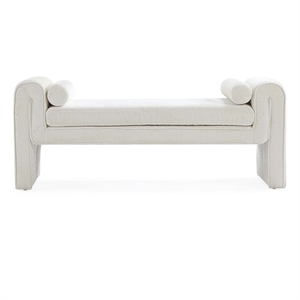 Manhattan Comfort Concord Bench with Solid Wood Frame in Ivory
