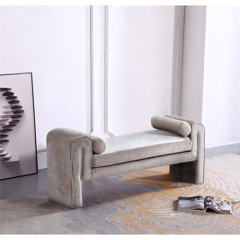 Manhattan Comfort Concord Bench with Solid Wood Frame in Dove