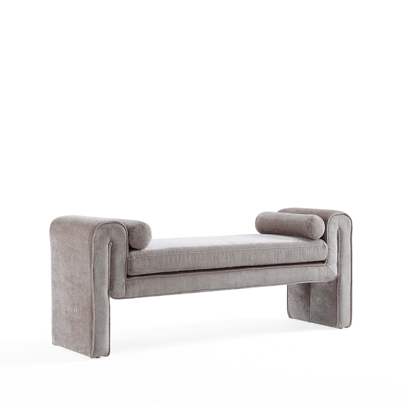 Manhattan Comfort Concord Bench with Solid Wood Frame in Dove