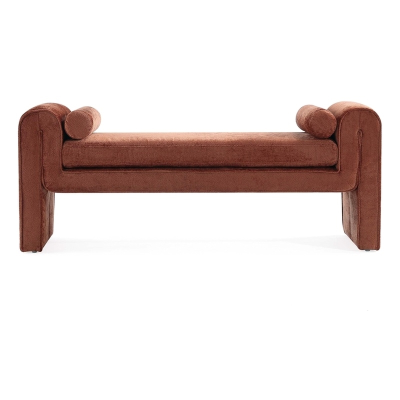 Manhattan Comfort Concord Bench with Solid Wood Frame in Terracotta