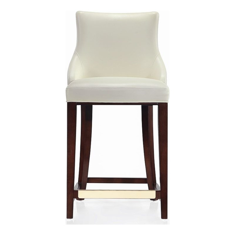 Manhattan Comfort Shubert Counter Stool with Solid Wood Frame in Ivory