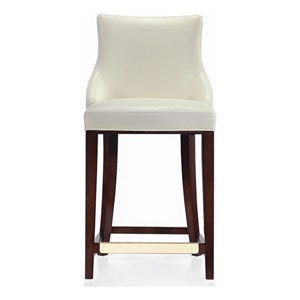 Manhattan Comfort Shubert Counter Stool with Solid Wood Frame in Ivory