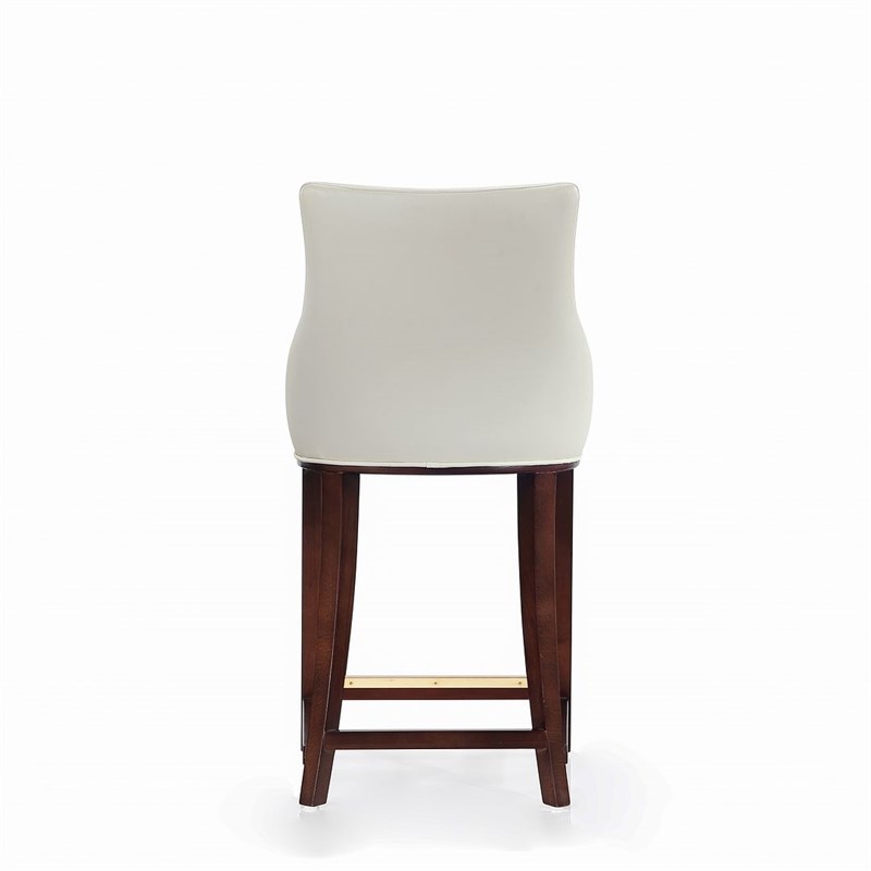 Manhattan Comfort Shubert Counter Stool with Solid Wood Frame in Ivory