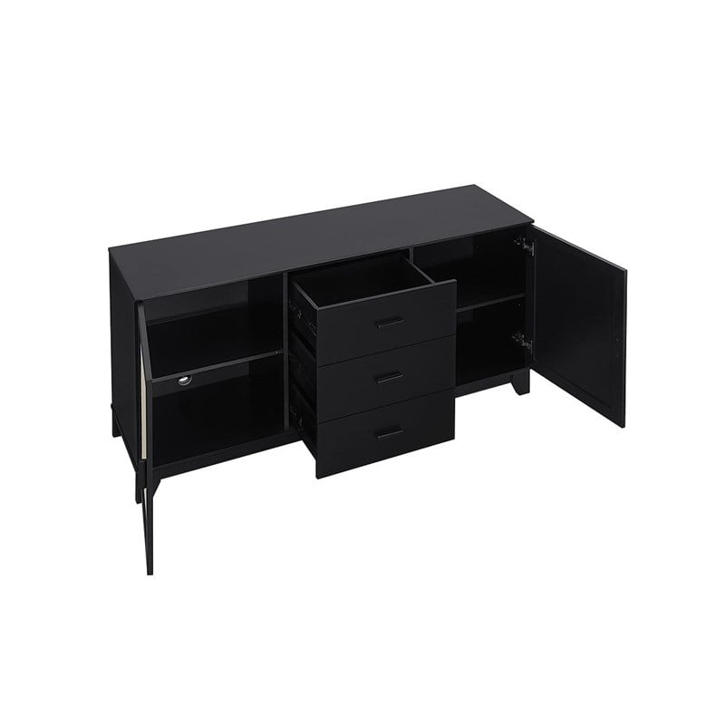 Manhattan Comfort Sheridan Sideboard Cabinet made from Engineered Wood in Black