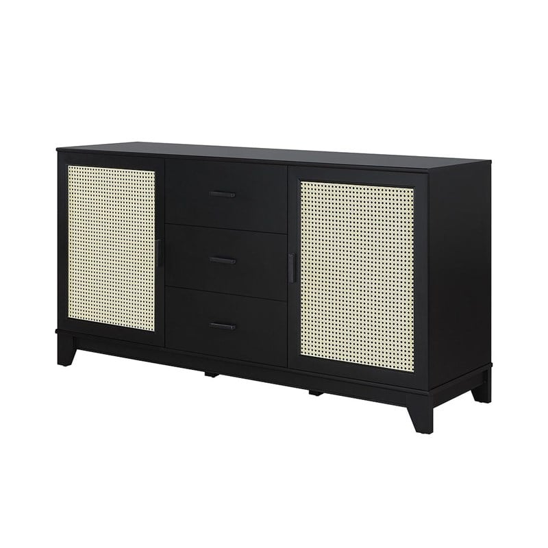 Manhattan Comfort Sheridan Sideboard Cabinet made from Engineered Wood in Black
