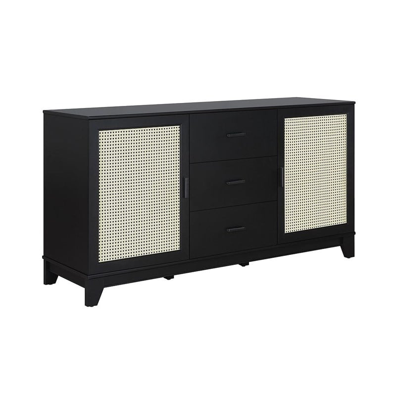 Manhattan Comfort Sheridan Sideboard Cabinet made from Engineered Wood in Black