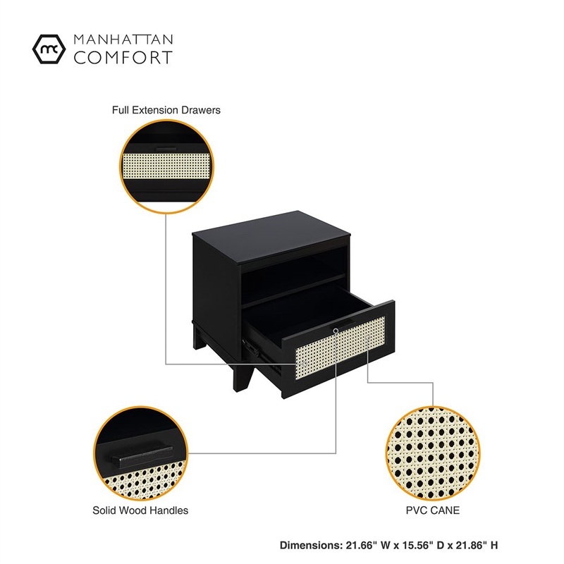 Manhattan Comfort Sheridan Nightstand made from Engineered Wood in Black