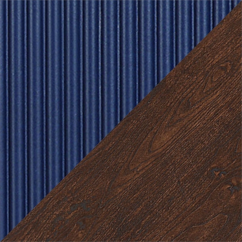 Manhattan Comfort Duane TV Stand from Engineered Wood in Dark Brown & Navy Blue