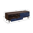 Manhattan Comfort Duane TV Stand from Engineered Wood in Dark Brown & Navy Blue