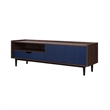 Manhattan Comfort Duane TV Stand from Engineered Wood in Dark Brown & Navy Blue