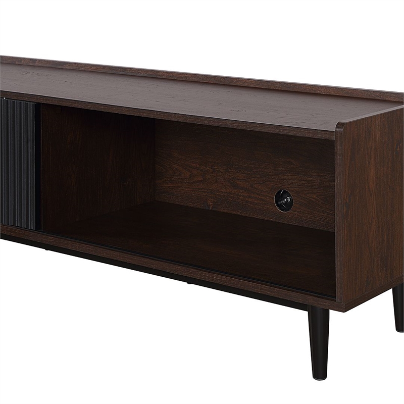 Manhattan Comfort Duane TV Stand from Engineered Wood in Dark Brown & Black