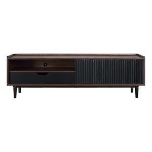 Manhattan Comfort Duane TV Stand from Engineered Wood in Dark Brown & Black
