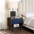 Manhattan Comfort Duane Nightstand from Engineered Wood - Dark Brown & Navy Blue