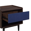 Manhattan Comfort Duane Nightstand from Engineered Wood - Dark Brown & Navy Blue