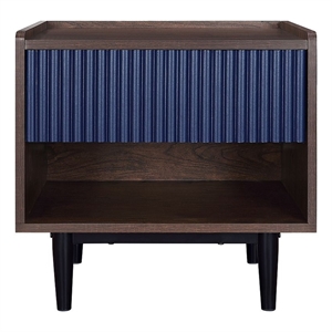 Manhattan Comfort Duane Nightstand from Engineered Wood - Dark Brown & Navy Blue