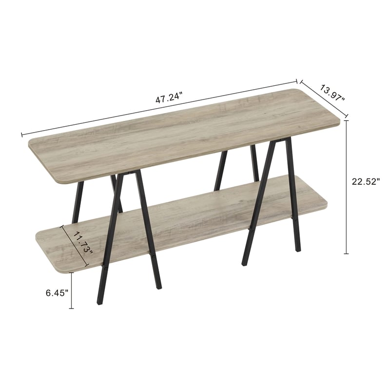 Manhattan Comfort Celine Side Table Console from Engineered Wood in Rustic Gray
