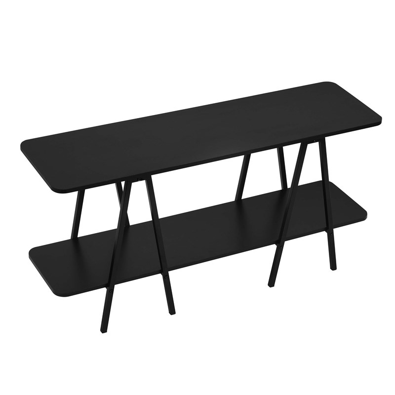 Manhattan Comfort Celine Side Table Console from Engineered Wood in Black