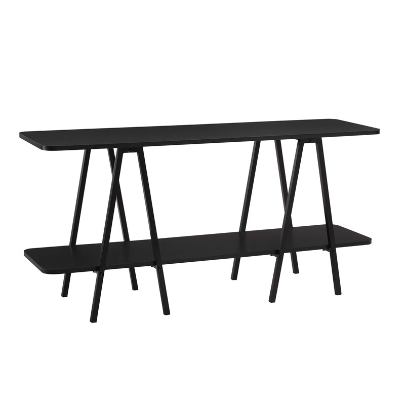 Manhattan Comfort Celine Side Table Console from Engineered Wood in Black