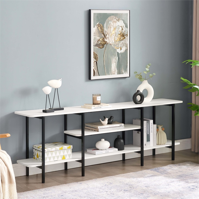 Manhattan Comfort Celine Side Table Console from Engineered Wood in White