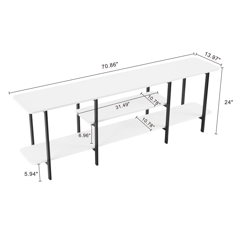 Manhattan Comfort Celine Side Table Console from Engineered Wood in White
